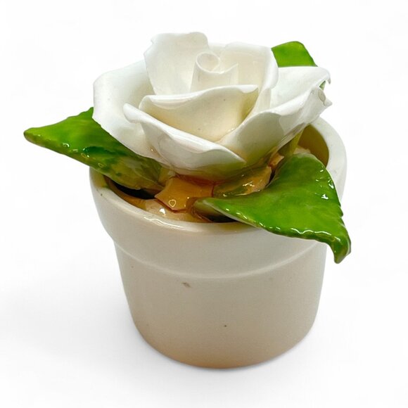 VTG Staffordshire House of Goebel Fine Bone China White Flower In White Pot 2" - Picture 4 of 5